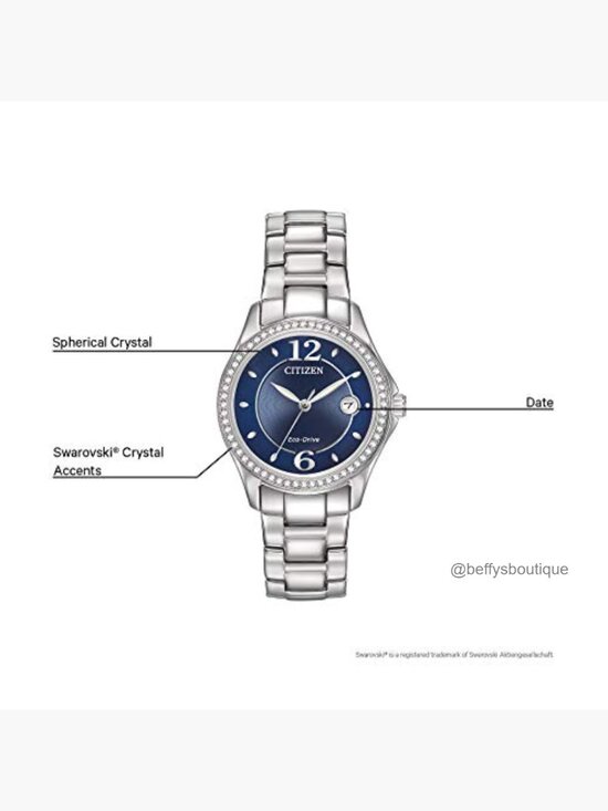 Eco-Drive Stainless Steel Crystal Dress Watch - Blue Dial main image 6